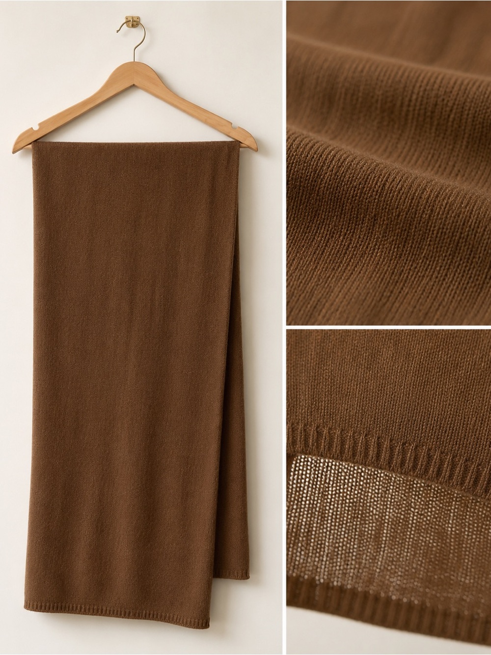 NWT Magaschoni Cashmere Brown Knit Scarf OS Onesize